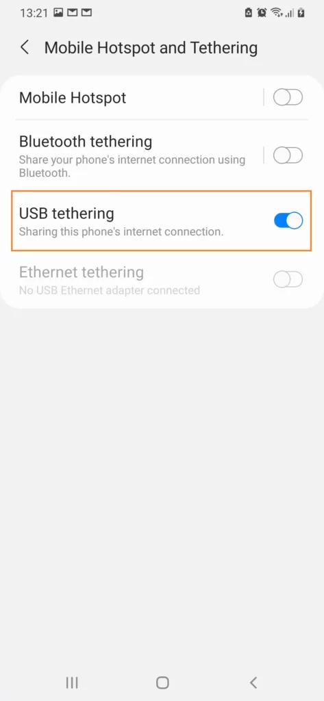 اشتراک گذاری اینترنت گوشی آنر