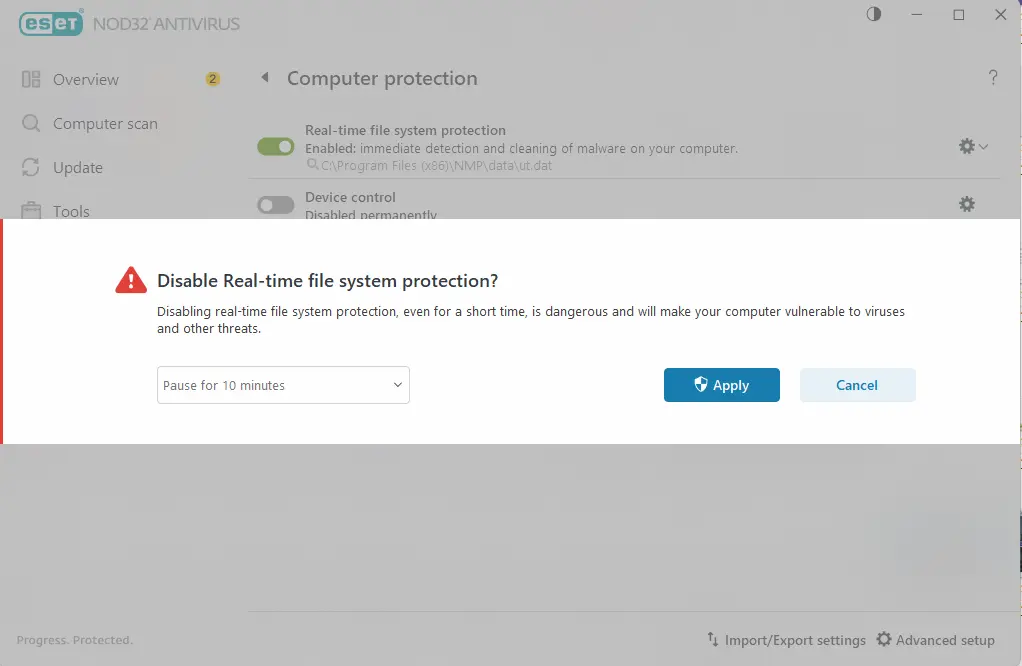 مرحله تنظیم مدت زمان زمان فعال بودن آنتی ویروس