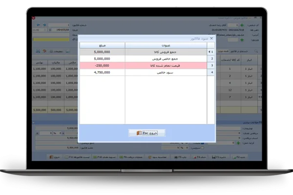 نمایش سود هرفاکتور