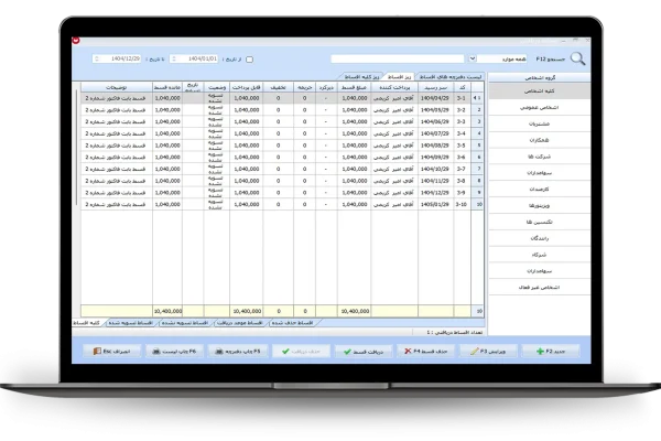 لیست ریز اقساط