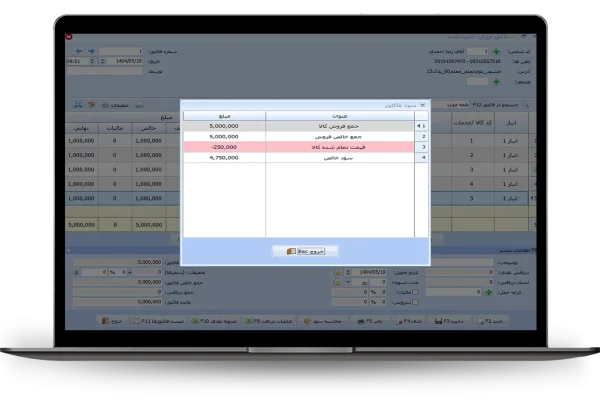 نمایش سود هرفاکتور