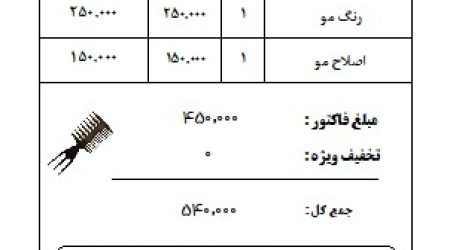 فاکتور 8 سانتی آرایشگاه زنانه