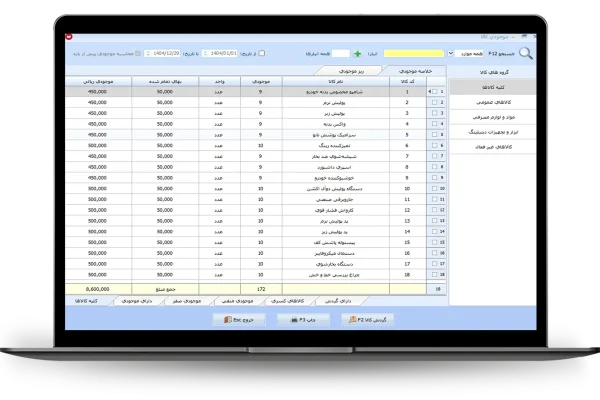 لیست موجودی کالا
