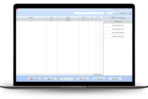 لیست فرمول های تولید