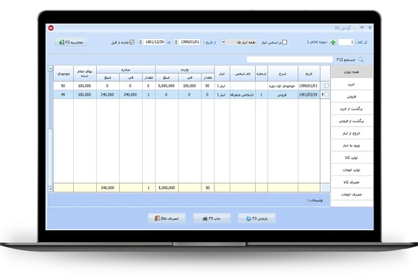 لیست گردش کالا